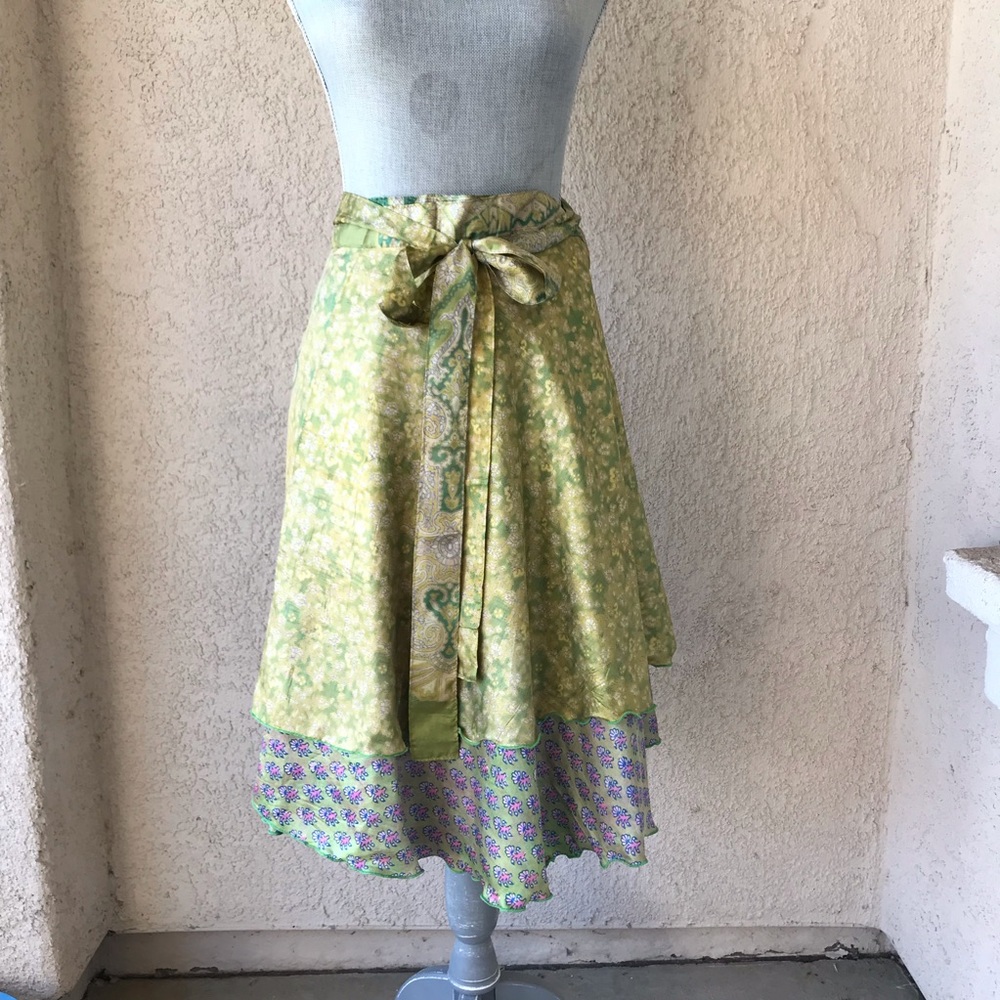 Darn Good Yarn Sari Silk Wrap Skirt M/L Coachella